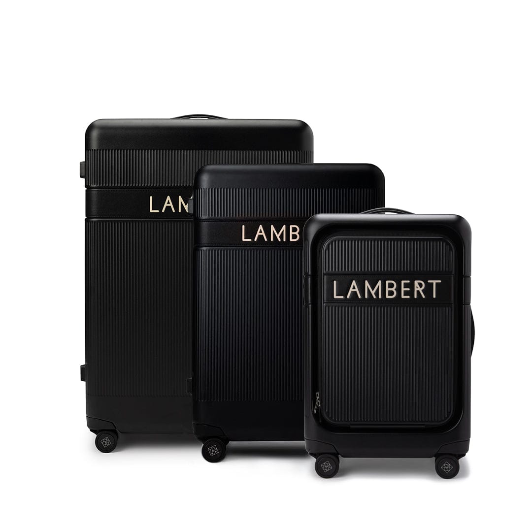 Ensemble voyage - Grande valise d'enregistrement + moyenne valise d'enregistrement + Valise de cabine noir