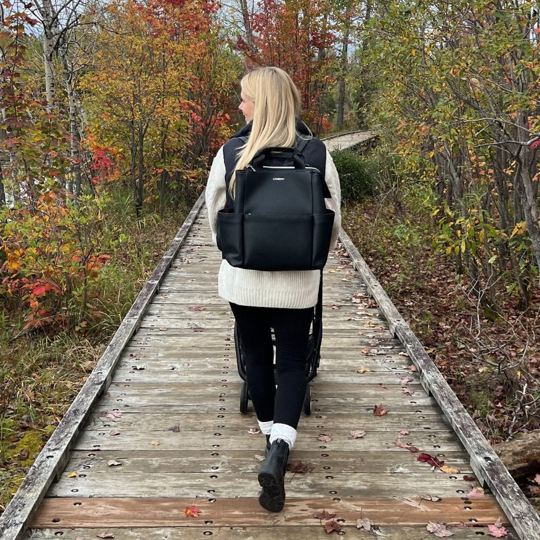 Le Nala - Sac à couches en cuir vegan noir recyclé