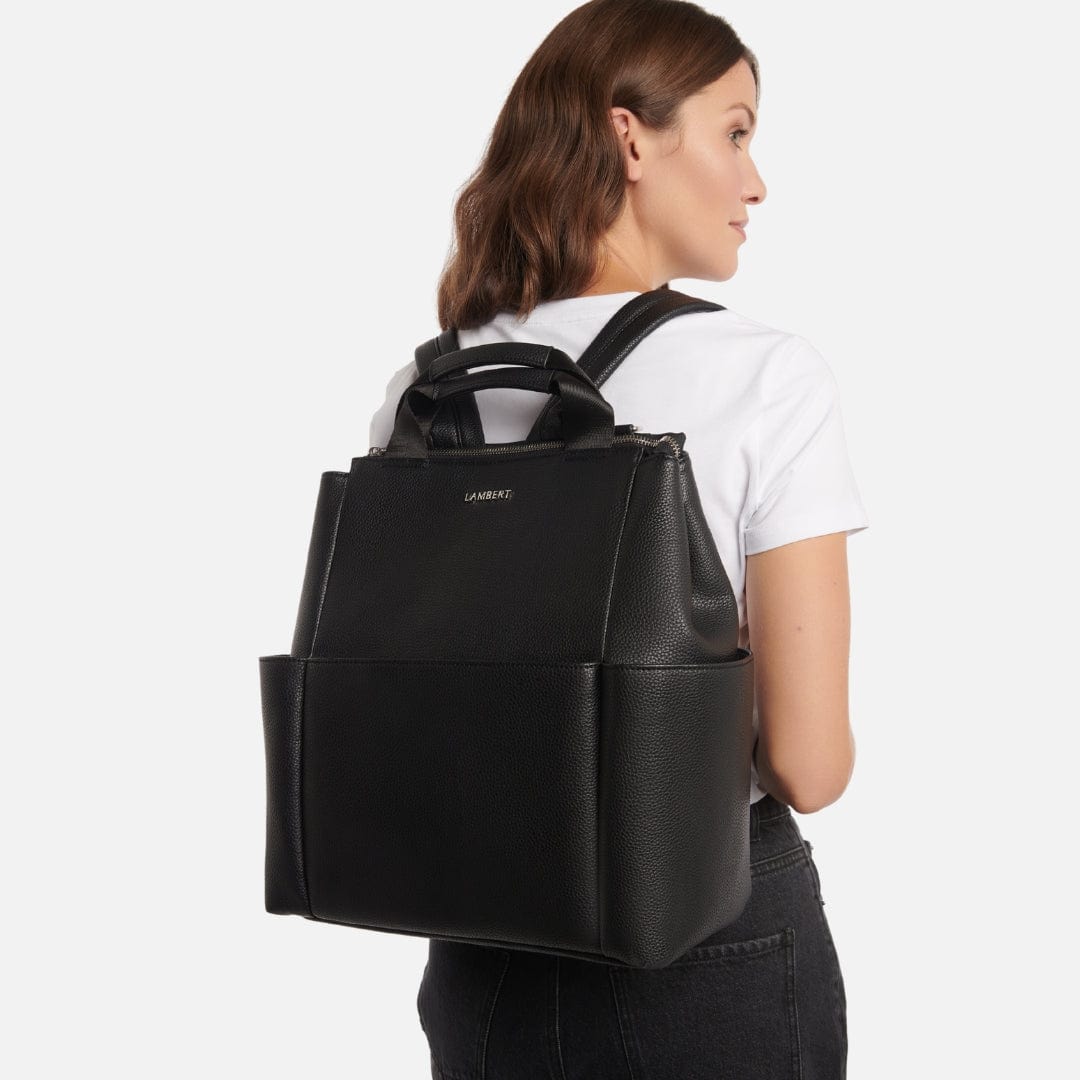 Le Nala - Sac à couches en cuir vegan noir recyclé