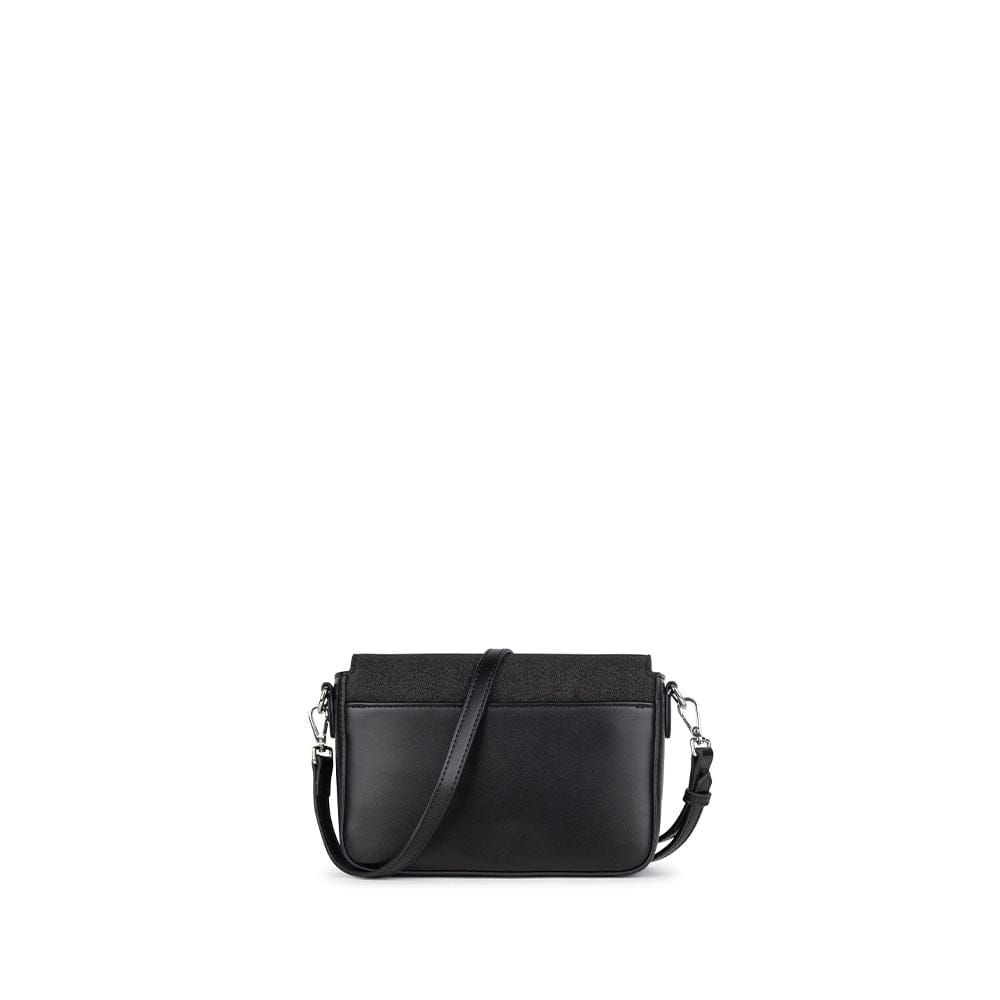 Le Aimee - Sac à main 2-en-1 en cuir vegan noir brillant