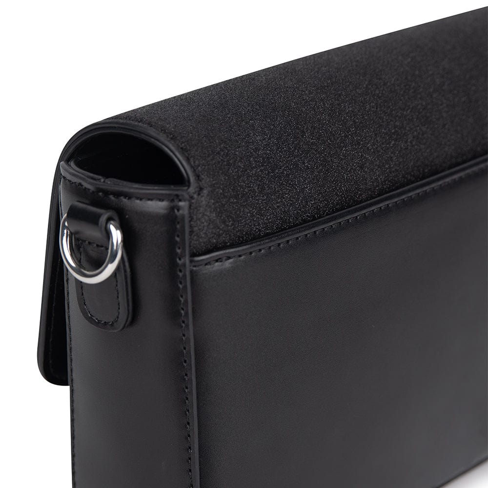 Le Aimee - Sac à main 2-en-1 en cuir vegan noir brillant