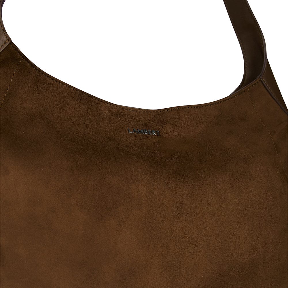 The Blair – Cacao Suede Flat Shoulder Bag