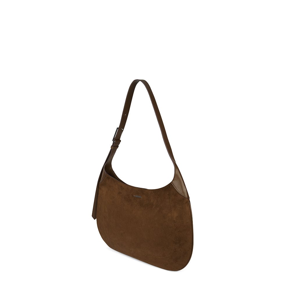 The Blair – Cacao Suede Flat Shoulder Bag