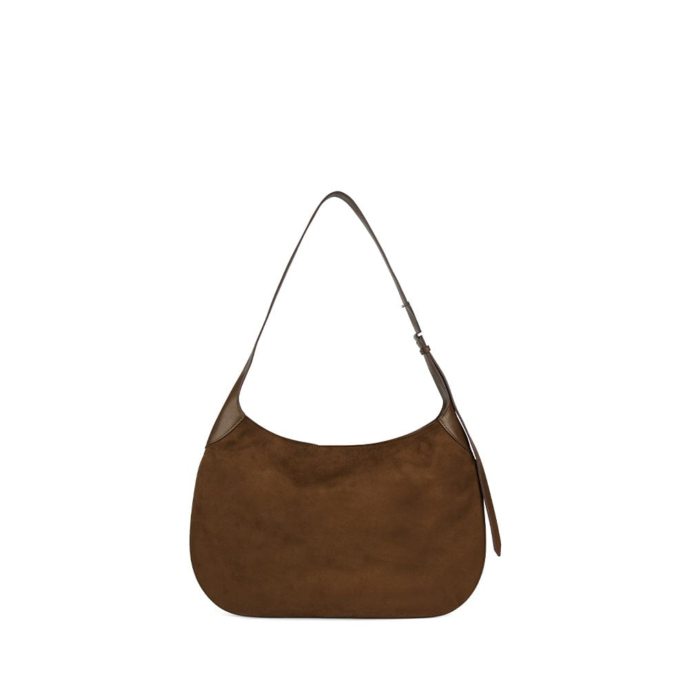 The Blair – Cacao Suede Flat Shoulder Bag