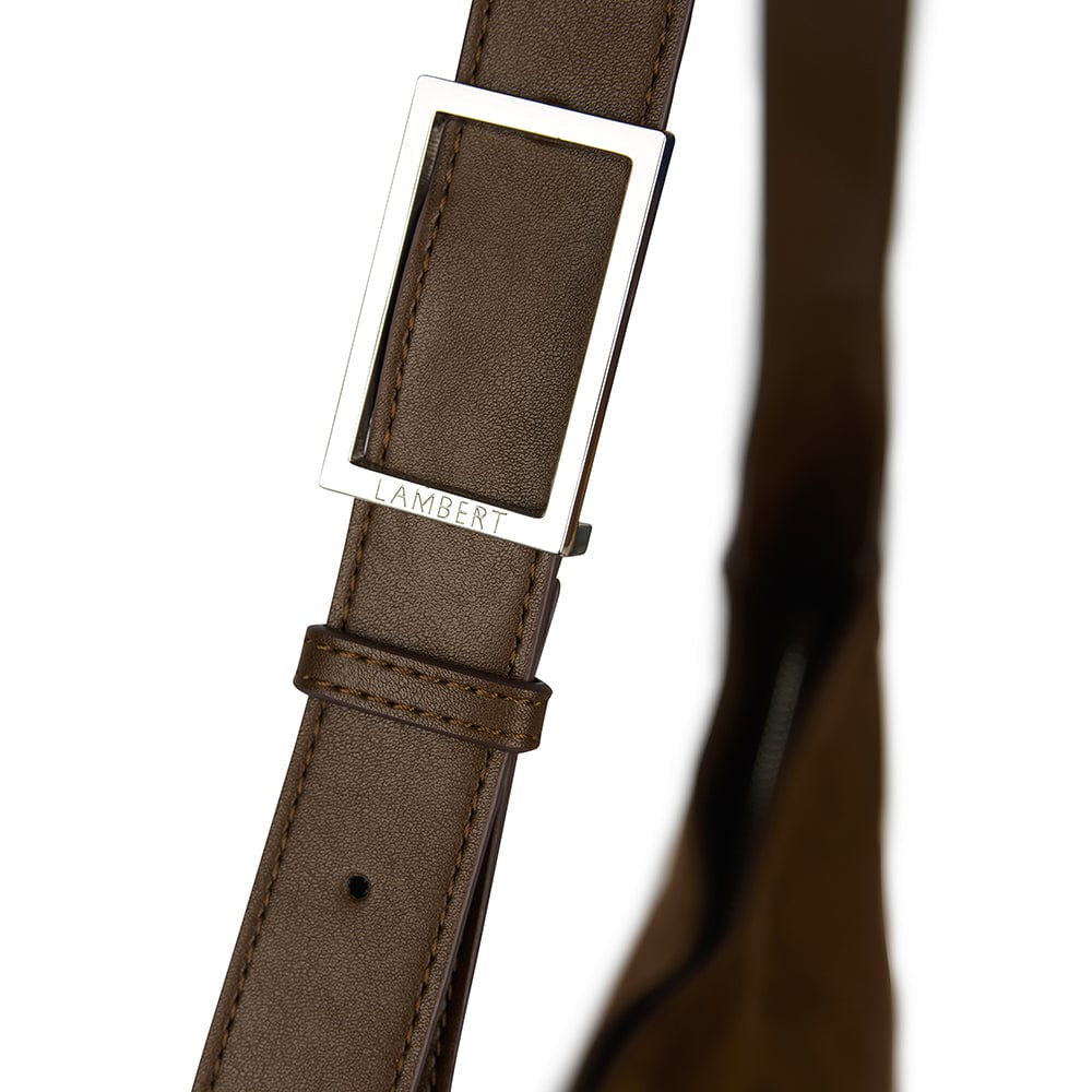 The Blair – Cacao Suede Flat Shoulder Bag