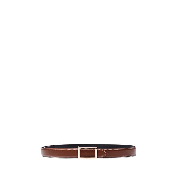 The Cara – Reversible Vegan Leather Belt Hazelnut & Black
