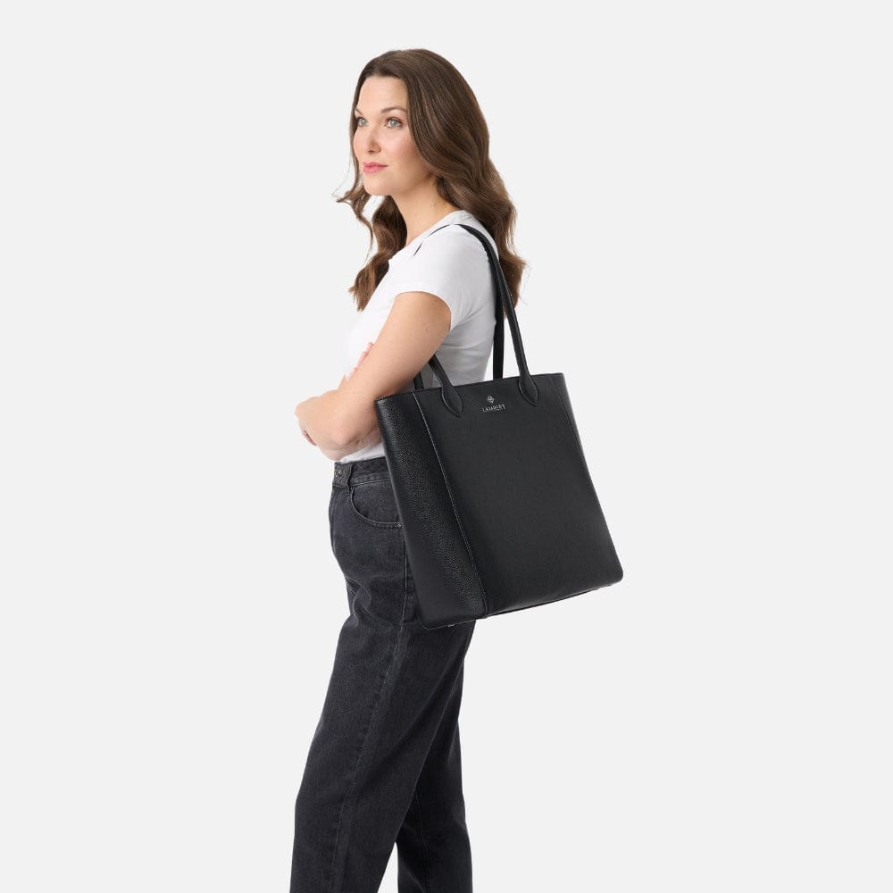 The Claire - Black Vegan Leather Tote Bag