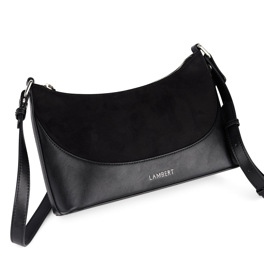 The Clover – 2-in-1 Shoulder Bag in Black Suede