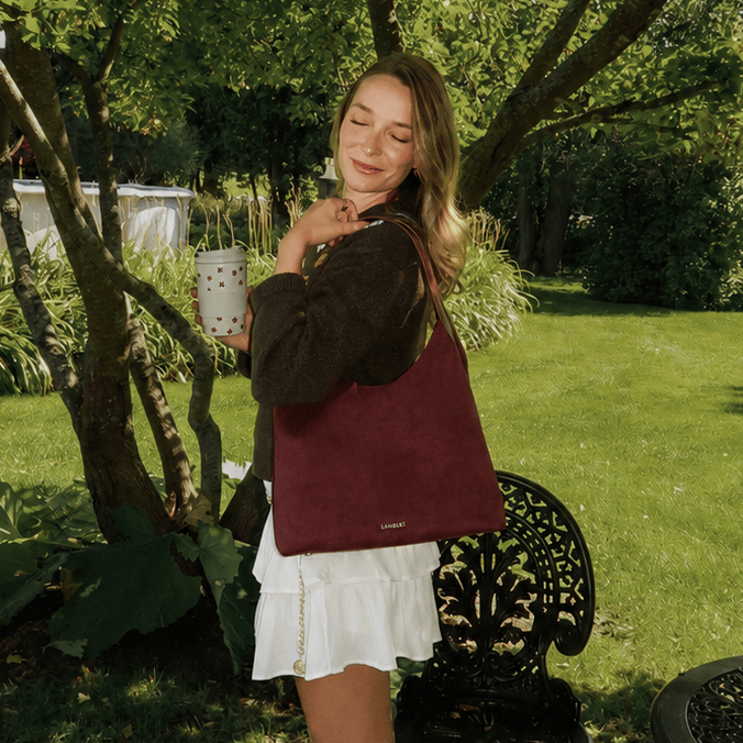 The Katy - Cassis Vegan Suede Tote Bag