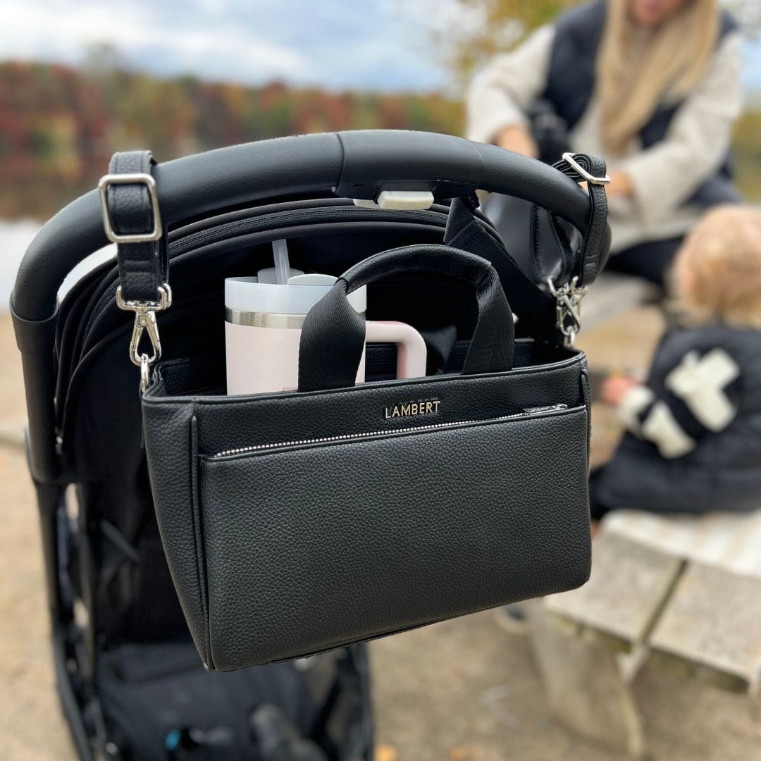 Le Daisy - Console de poussette en cuir vegan noir