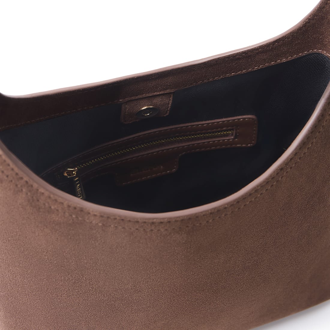The Elena - Chocolate Vegan Suede Shoulder Bag
