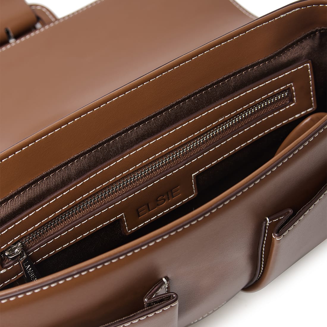 Le Elsie – Sac à main 2-en-1 en cuir vegan hazelnut