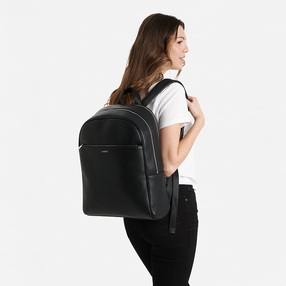 The Emerson -  Black Vegan Leather Backpack