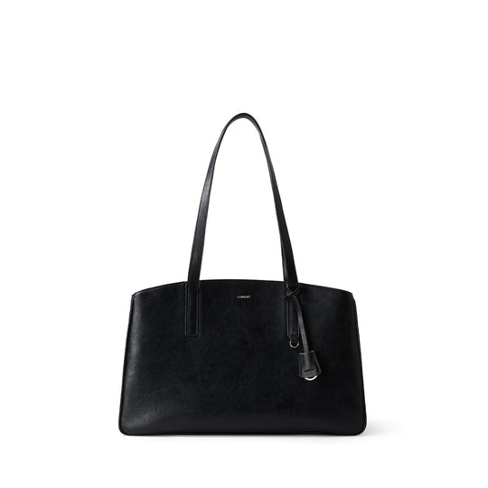 The Estelle - Black Vegan Leather Work Tote Bag