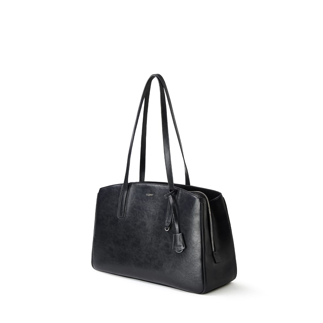 The Estelle - Black Vegan Leather Work Tote Bag
