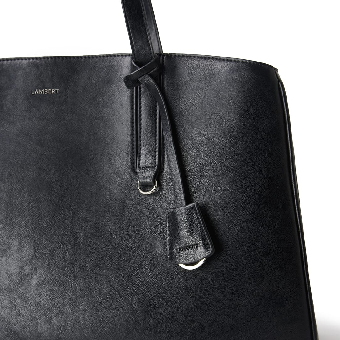 The Estelle - Black Vegan Leather Work Tote Bag