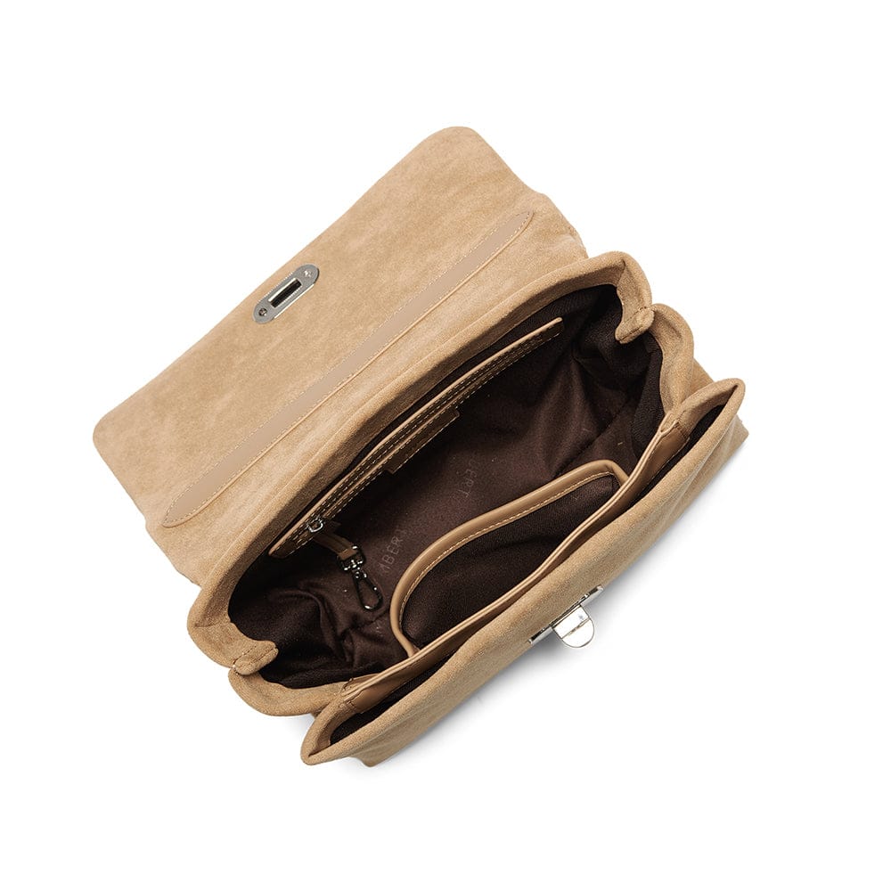 Le Freya- Sac à main 2-en-1 en suede vegan beige