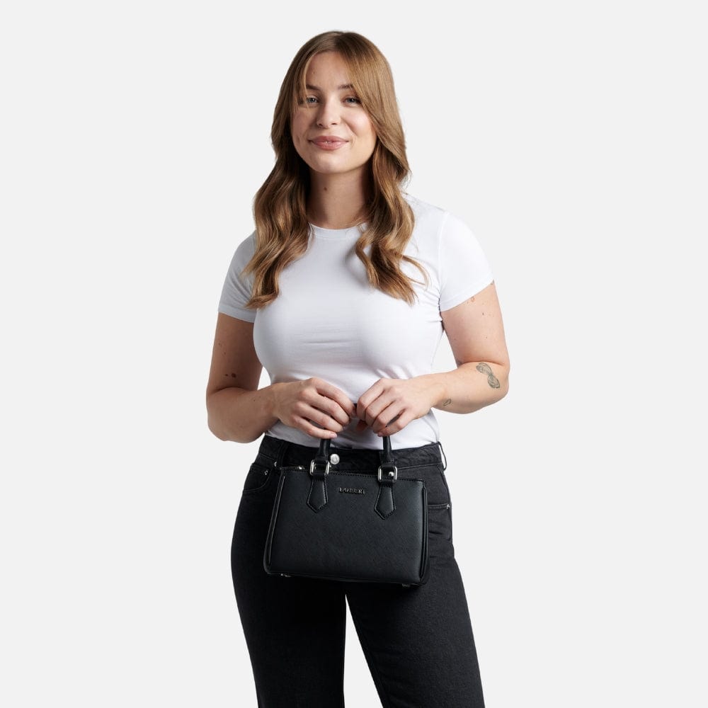 The Gigi - 2-In-1 Black Vegan Leather Handbag