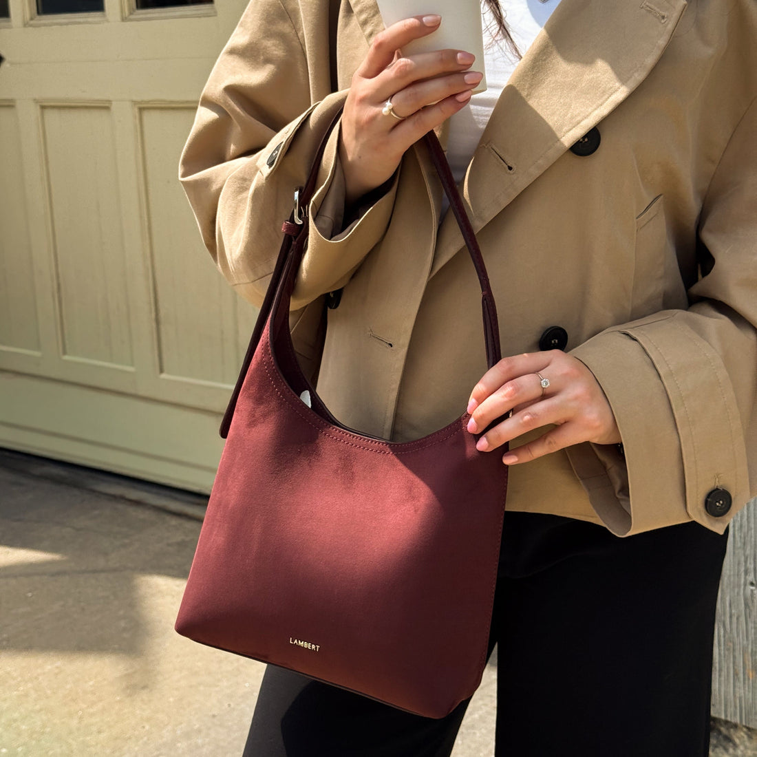 The Elena - Cassis Vegan Suede Shoulder Bag