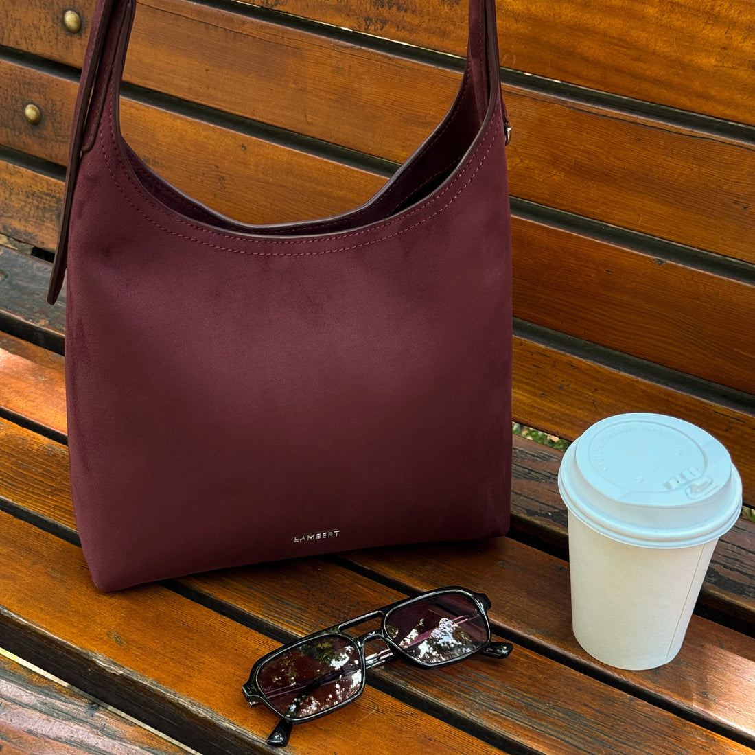 The Elena - Cassis Vegan Suede Shoulder Bag