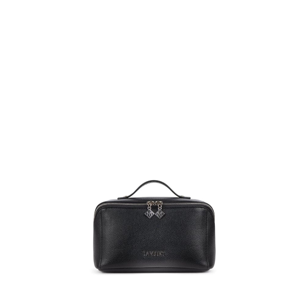 The Jolie - Black Vegan leather makeup bag