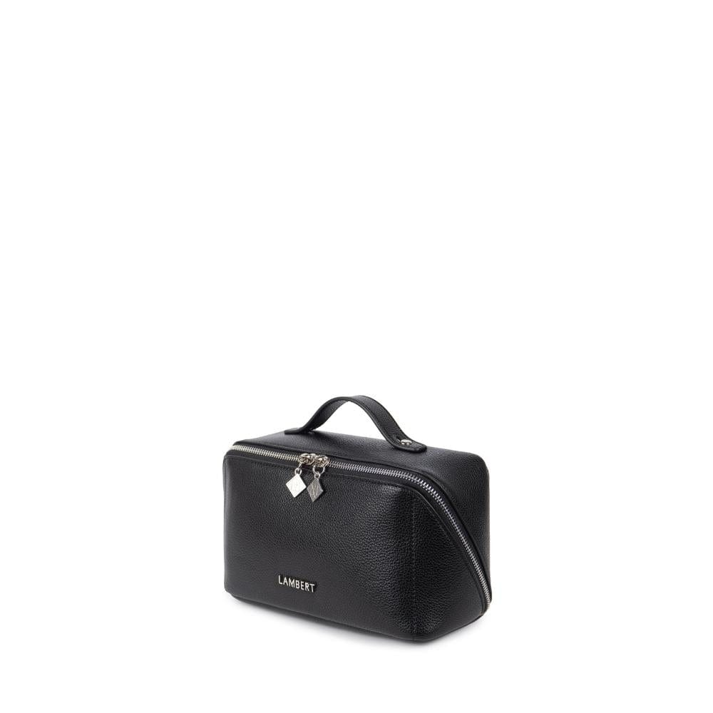 BETESSIN – Trousse De Toilette Voyage En Velours Côtelé Noir – Pochette Maquillage 26x18x5cm – Pour Femme Et Fille