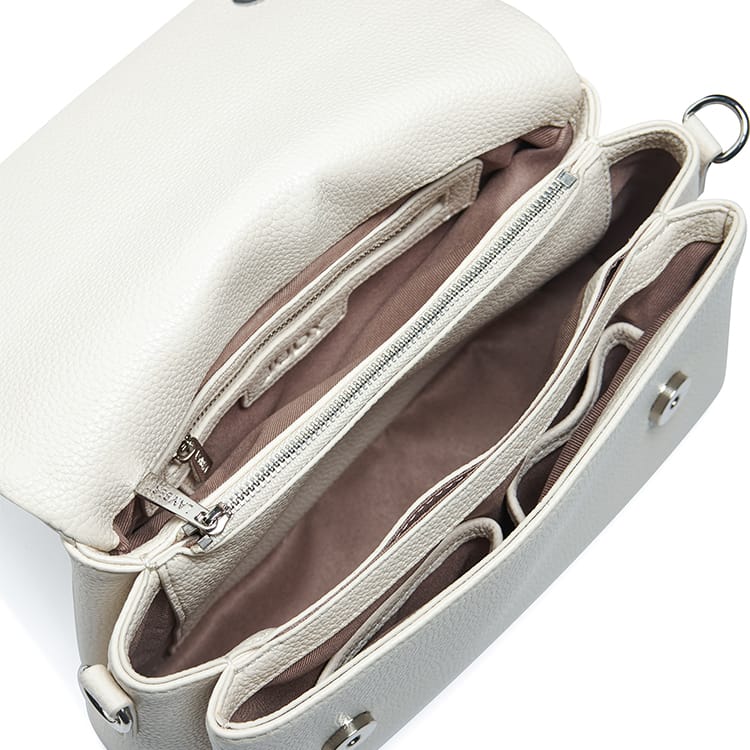 Le Judy - Sac à main bandoulière en cuir vegan porcelain