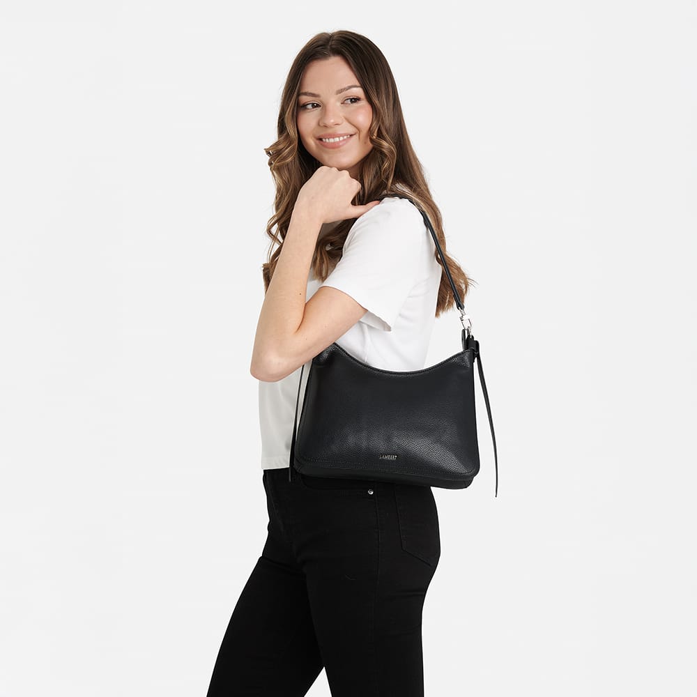 The Leonie - 2 in 1 Black Vegan Leather Shoulder Bag