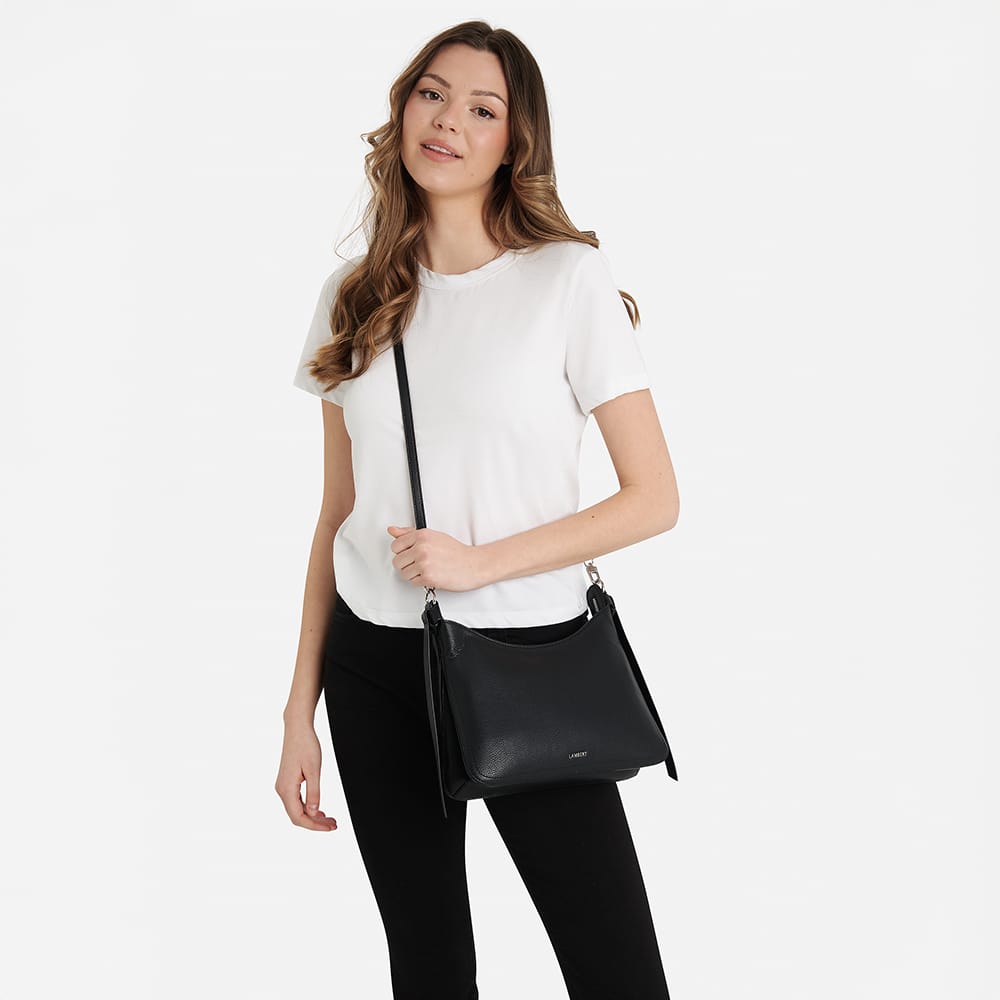 The Leonie - 2 in 1 Black Vegan Leather Shoulder Bag