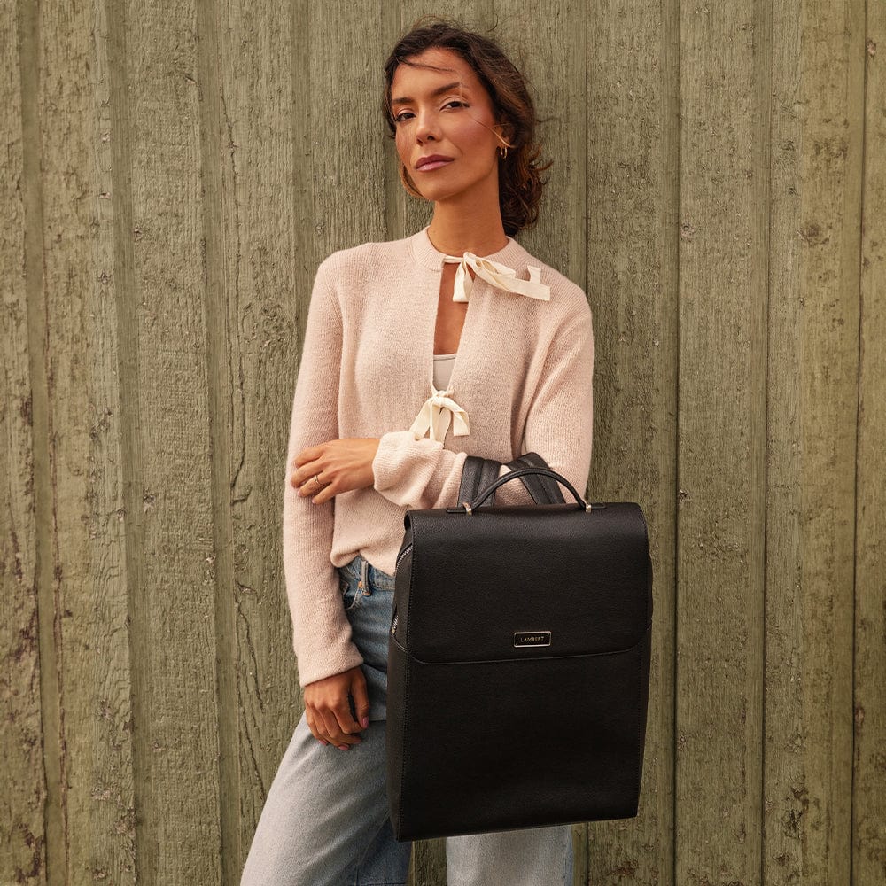 Le Lydia - Sac à dos en cuir vegan noir recyclé