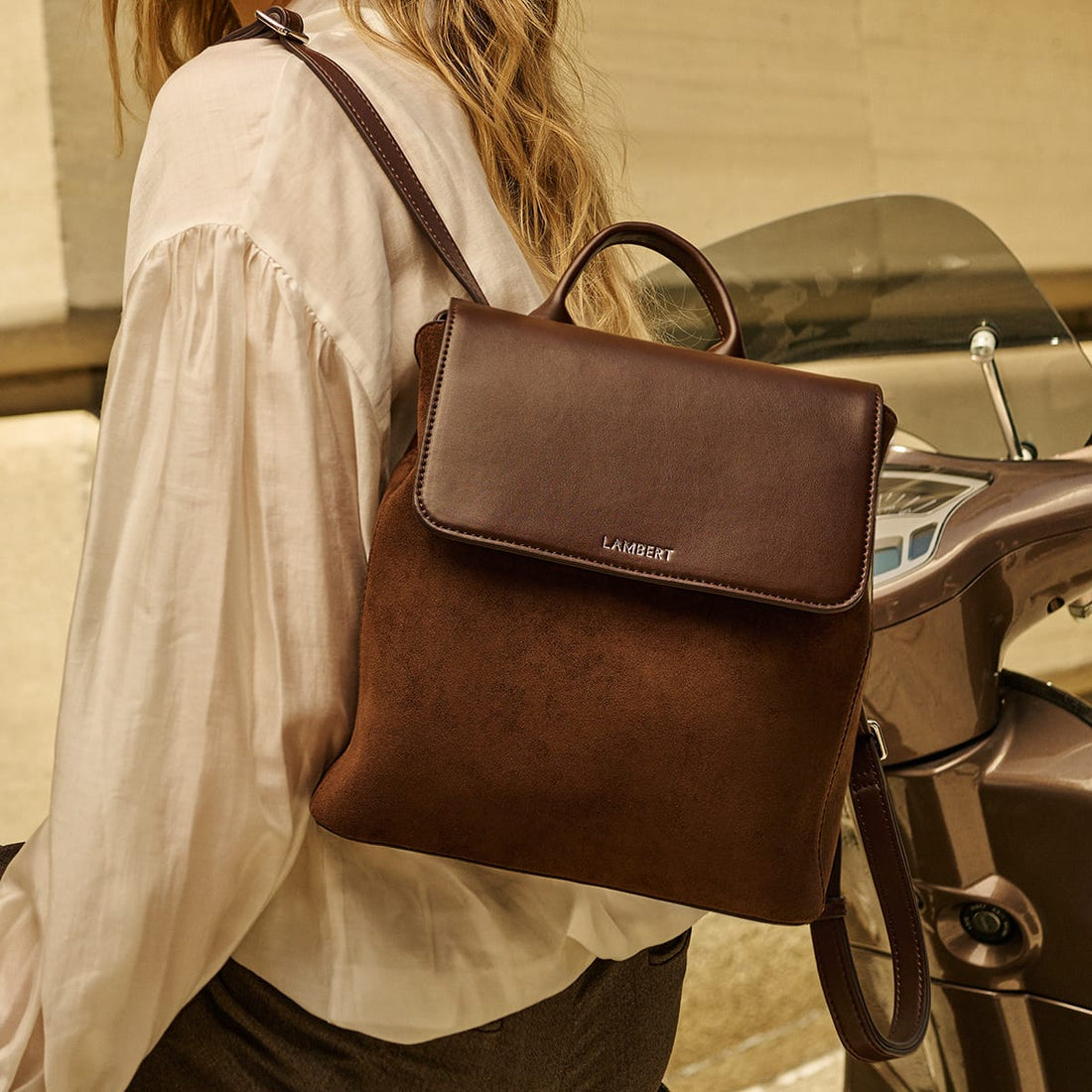 The Cynthia -  Chocolate Vegan Suede Backpack