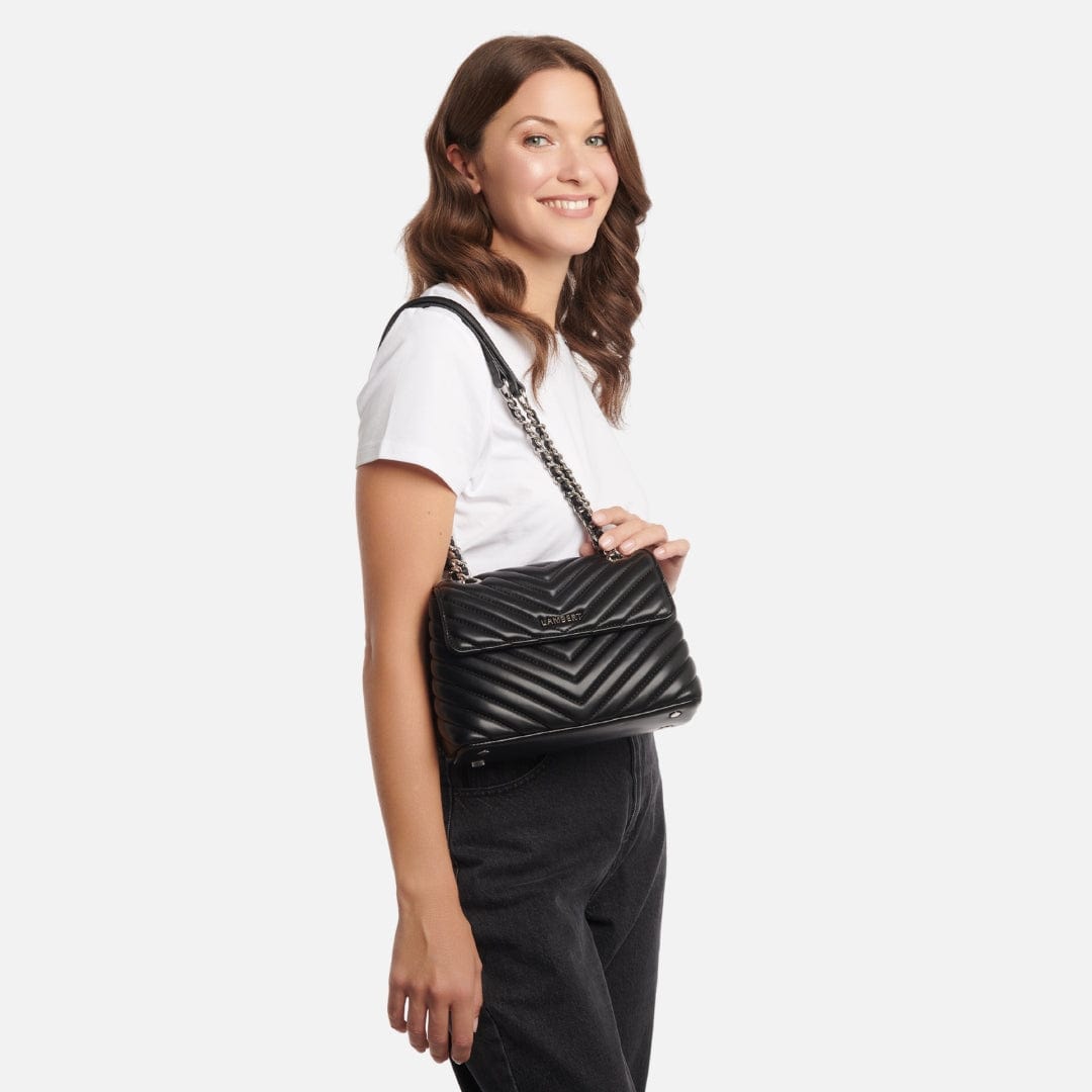 The Madelyn - 2-in-1 Black Vegan Leather Handbag