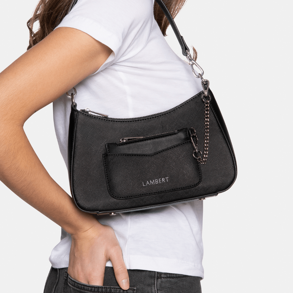 The Nicole 2 in 1 Black Vegan Leather Handbag Lambert