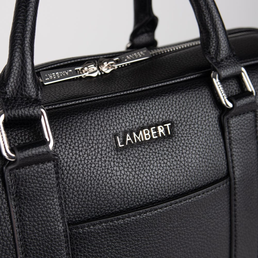 The Noah – 2-in-1 Black Vegan Leather Briefcase – Lambert