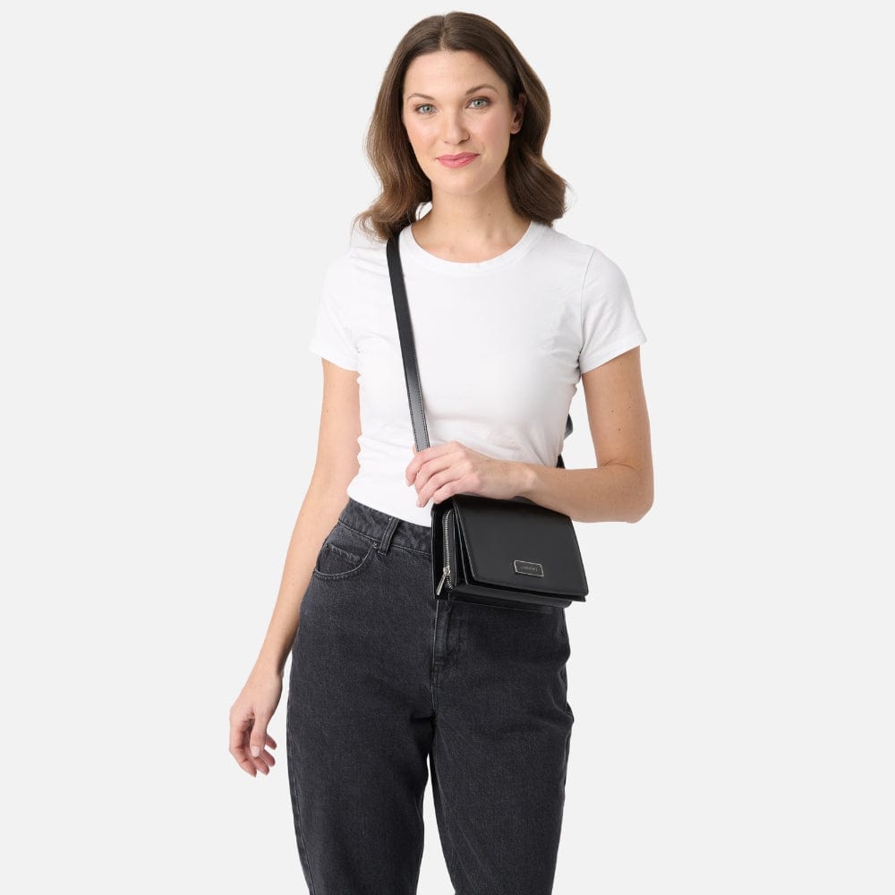 The Rebecca - Black Vegan Leather Crossbody Bag