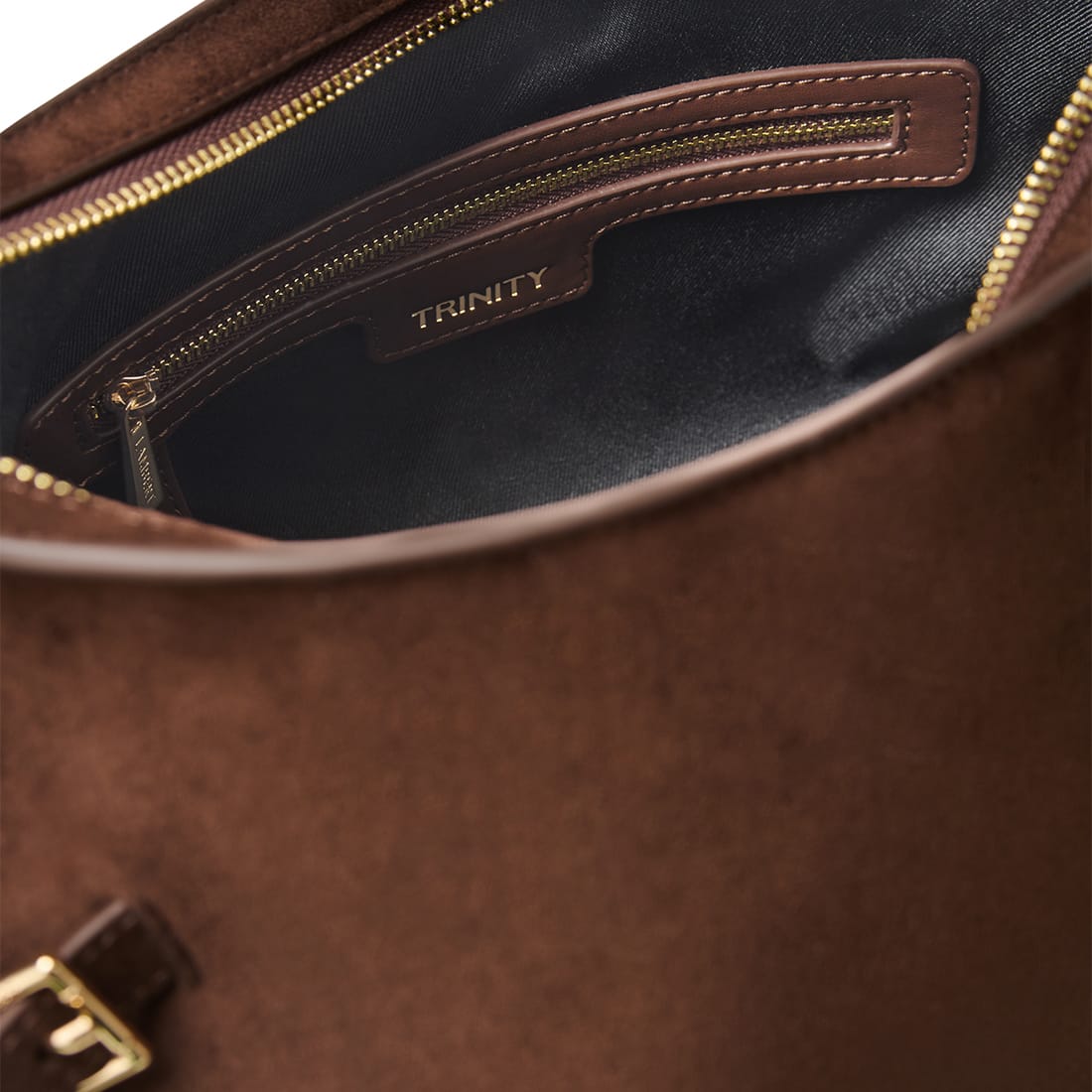 The Trinity - Chocolate Vegan Suede Shoulder Bag