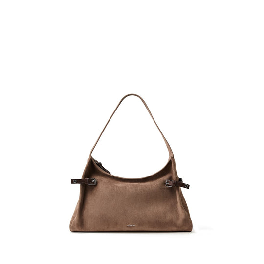 The Trinity - Taupe Vegan Suede Shoulder Bag