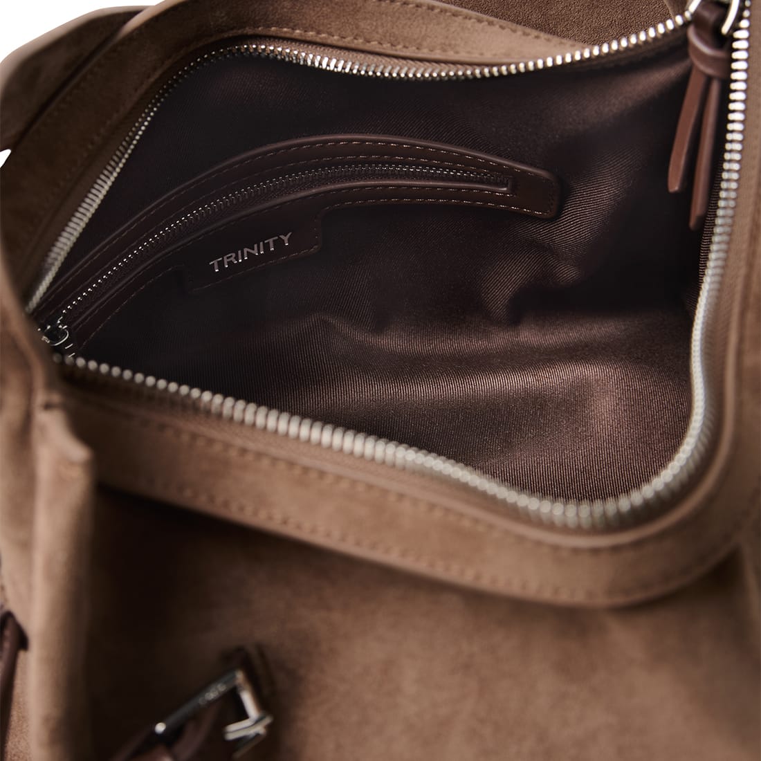 The Trinity - Taupe Vegan Suede Shoulder Bag