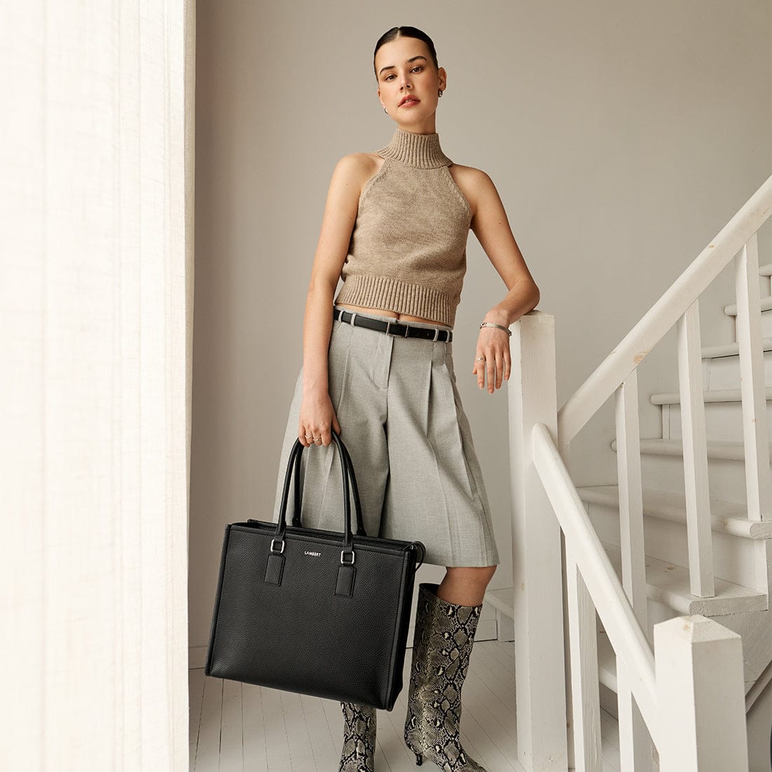 Le Valentina - Sac fourre-tout 2-en-1 en cuir vegan noir