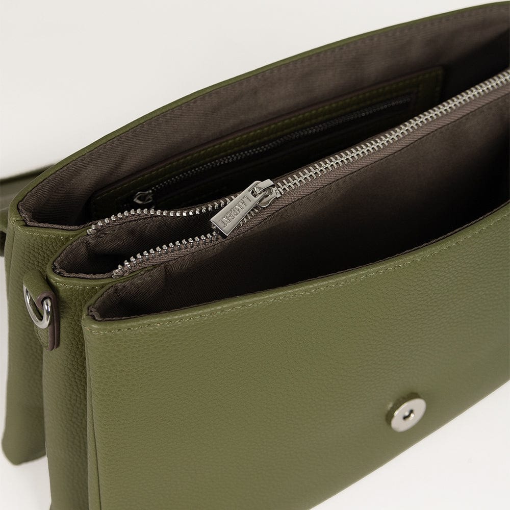 The Valeria - Olive Vegan Leather 3-in-1 Handbag