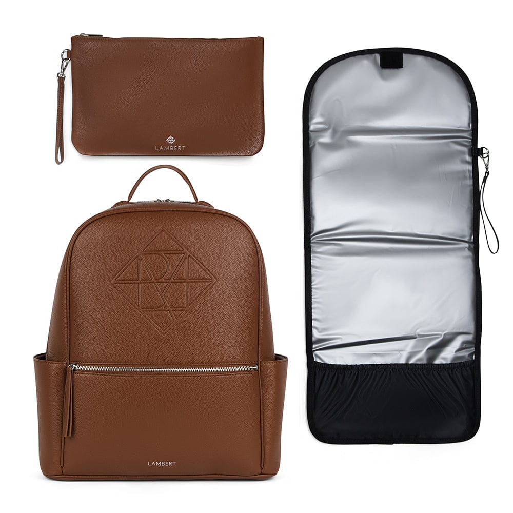 The Vicky - Hazelnut Diaper Bag in Vegan Leather