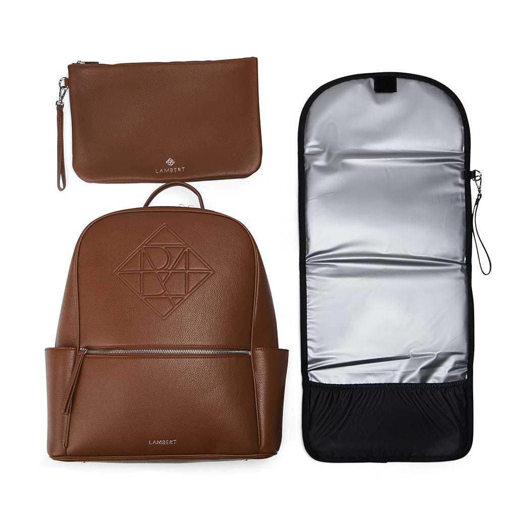 The Vicky - Hazelnut Diaper Bag in Vegan Leather