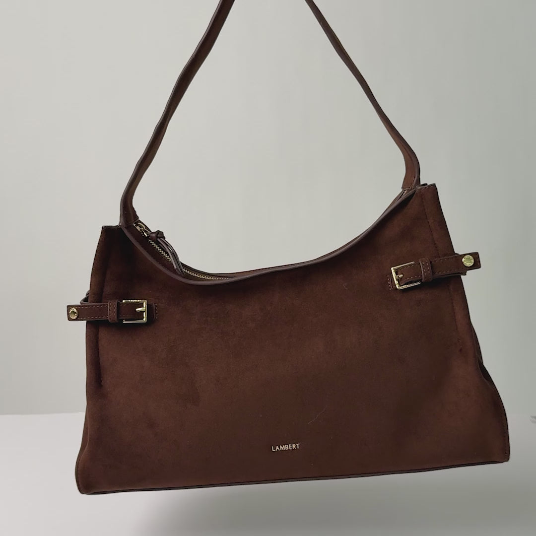 The Trinity - Taupe Vegan Suede Shoulder Bag