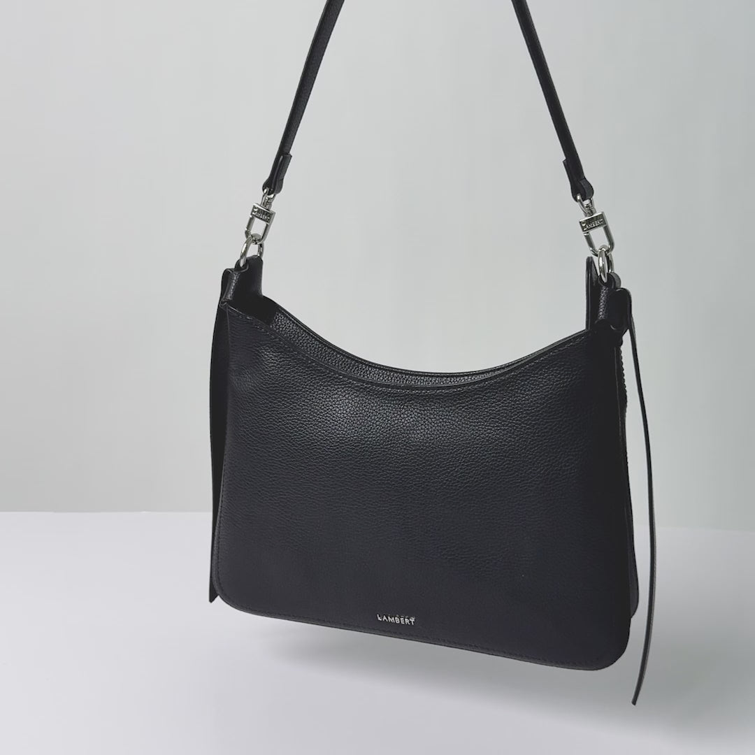 The Leonie - 2 in 1 Black Vegan Leather Shoulder Bag