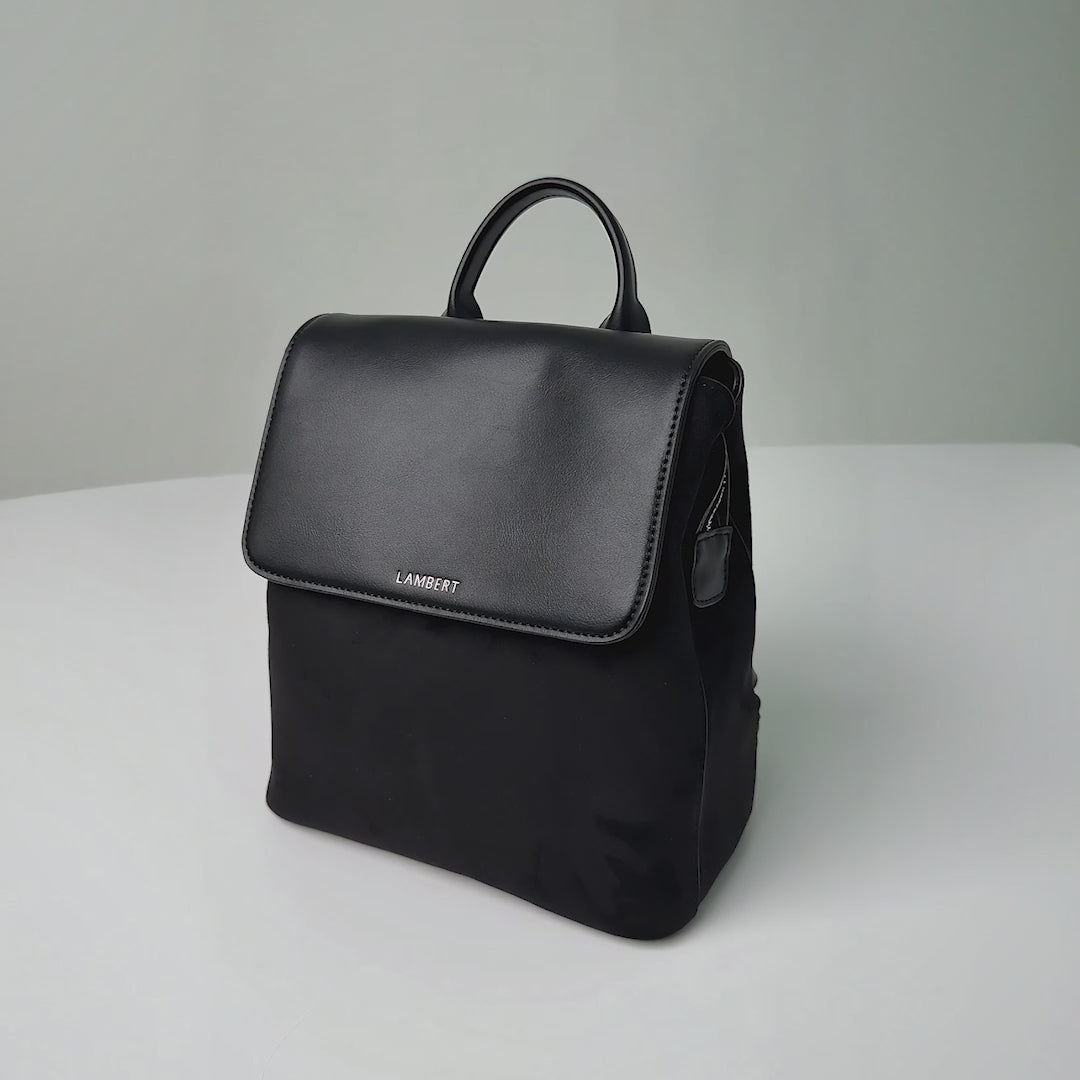 Le Cynthia – Sac à dos en suède vegan noir