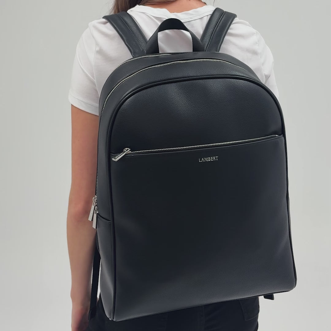 The Emerson -  Black Vegan Leather Backpack