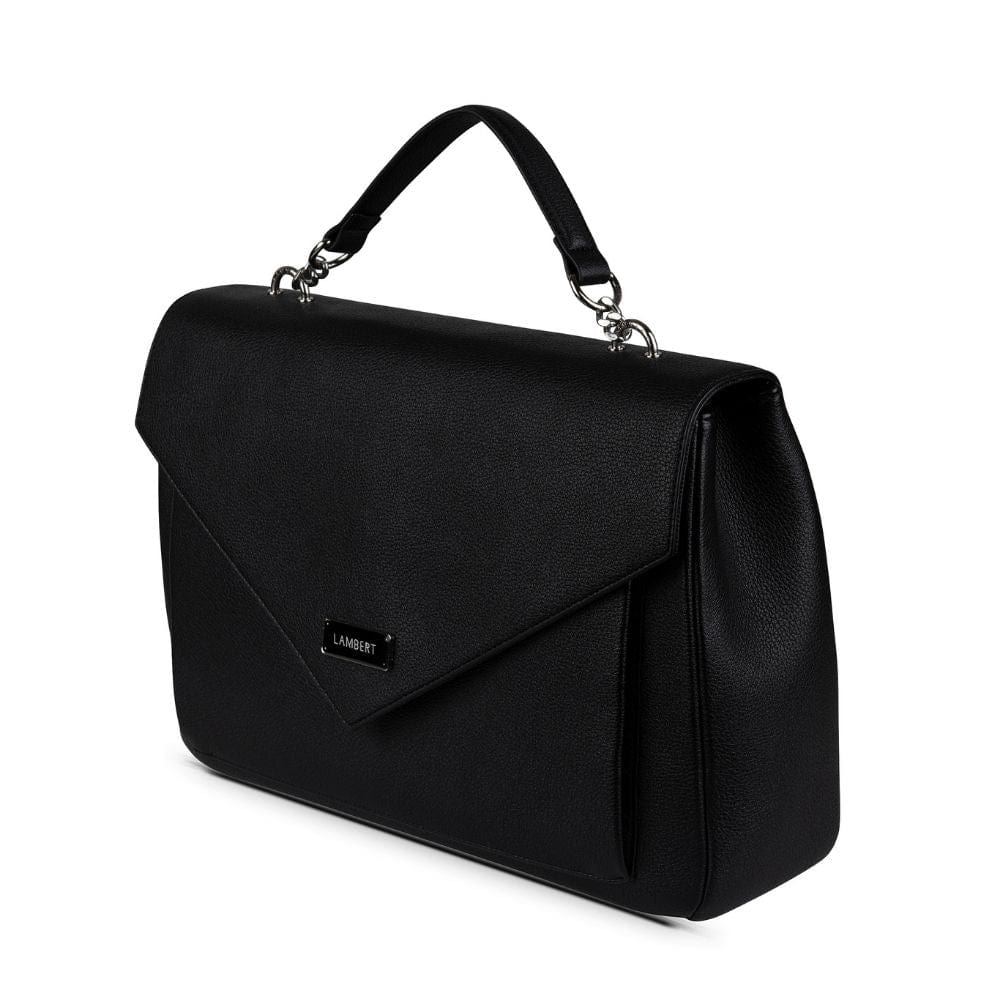The AMELIA - 2-in-1 Black Vegan Leather Satchel