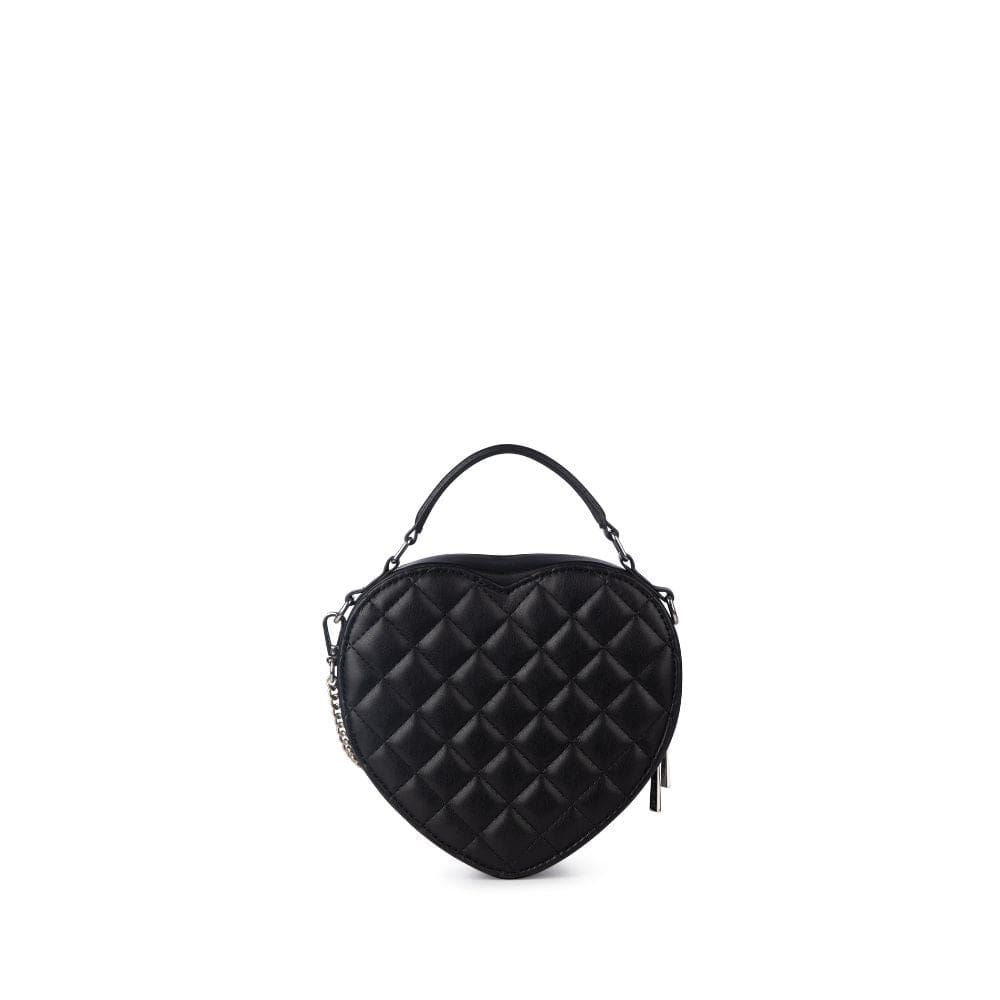 The Cailli - 2-in-1 Black Vegan Leather Heart Handbag