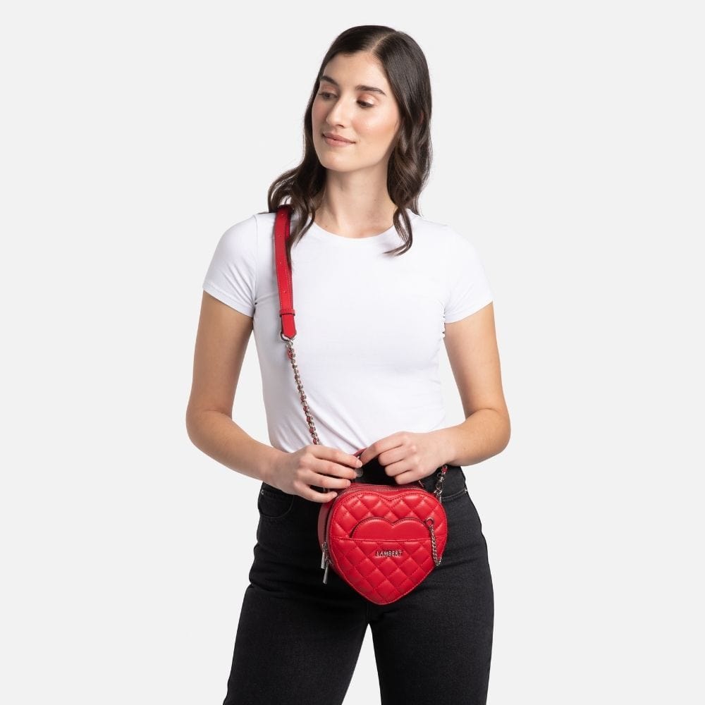 Vegan Heart Shaped Backpack in Cherry Red