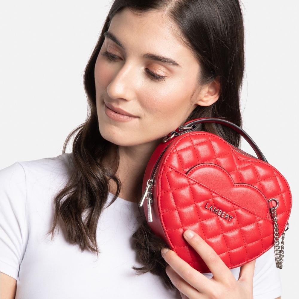 Vegan Heart Shaped Backpack in Cherry Red